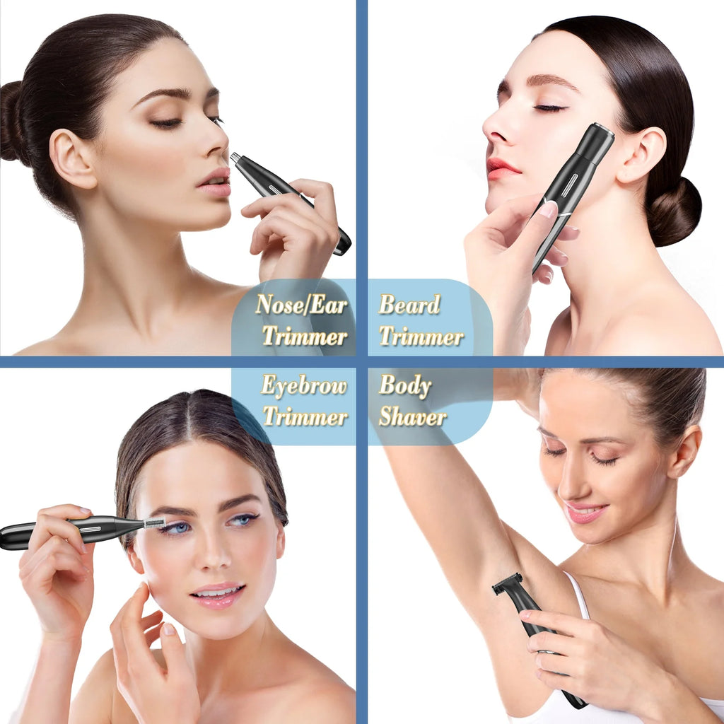 Electric Shaver for Women, 4-In-1 Electric Razor, Painless Shaver Bikini Trimmer, Rechargeable Pubic Hair Removal W/ LCD Display for Eyebrow Face Body Armpit Legs Bikini Area Underarms