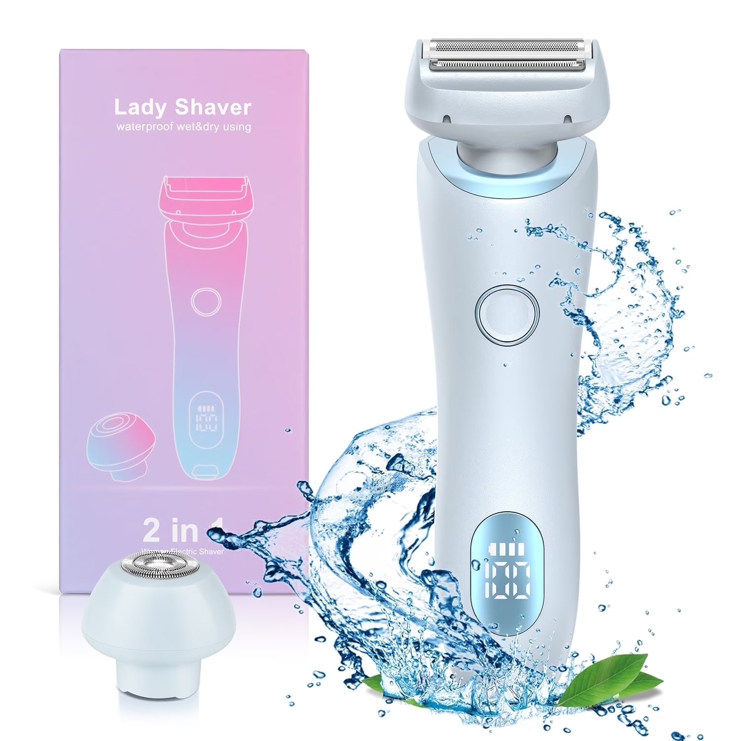 Woman Electric Razor, Lady Shaver Rechargeable, Face Leg Bikini Trimmer Wet Dry Use