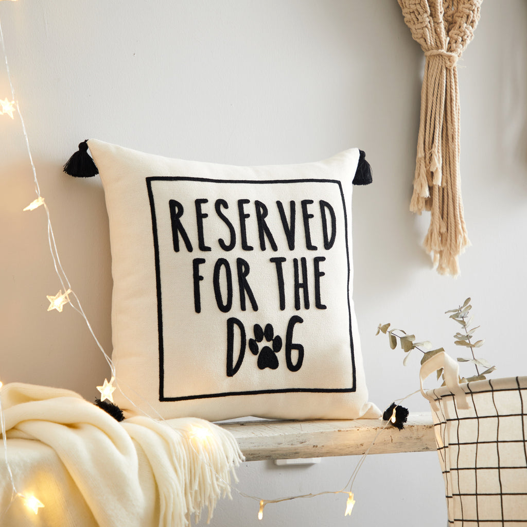 Black and White Reserved for Dog Square Decorative Throw Pillow for Adults, 18 in X 18 In